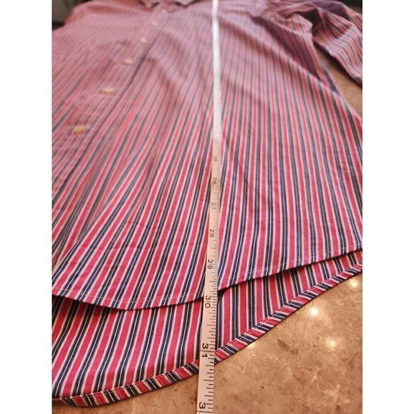Ralph Lauren men's blue pink and white striped button down collared custom fit d - Picture 6 of 9